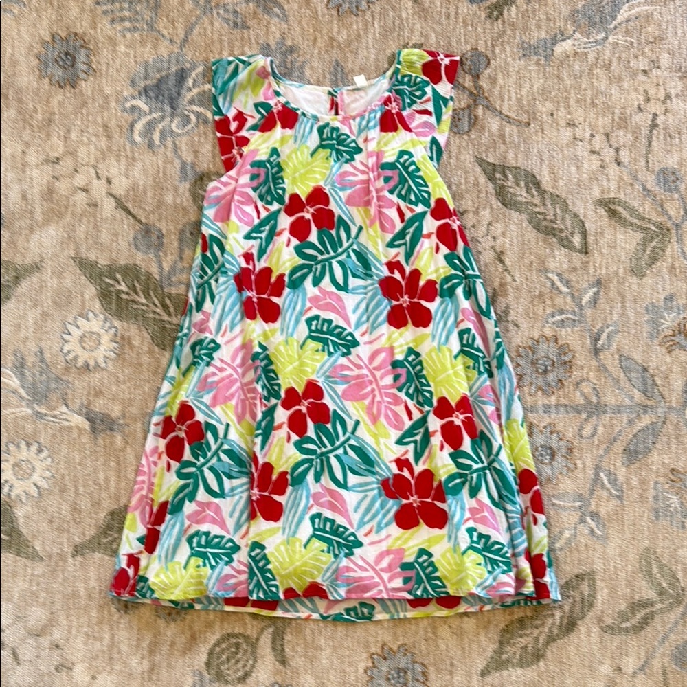 Red and Pink Floral Resort Sundress with Scoop Neck